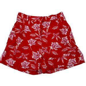 Joie Womens Coral Pink Floral Linen Blend High-Waisted Shorts Size 6